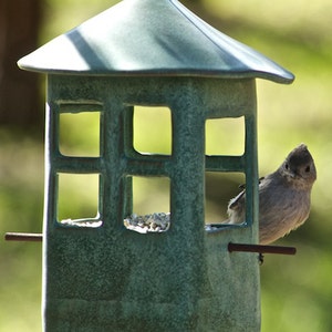 Pottery Bird Feeder-Pottery-Steel Cable-Ceramic Bird Feeder-Stoneware Bird Feeder-Garden Decor