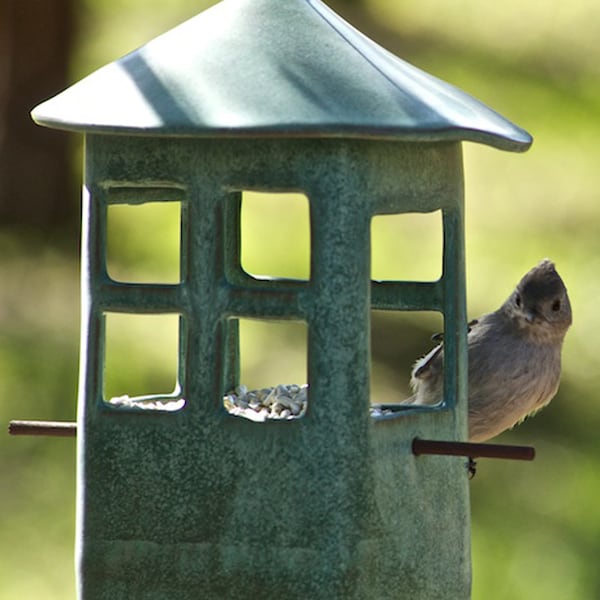 Pottery Bird Feeder-Pottery-Steel Cable-Ceramic Bird Feeder-Stoneware Bird Feeder-Garden Decor