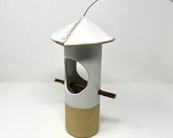 Ceramic Bird Feeder, Pottery Bird Feeder, Handmade Bird Feeder, White Bird Feeder,