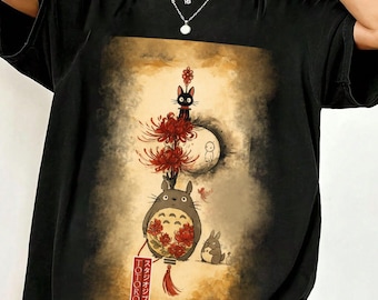 Studio Ghibli T-shirt, 100% katoen, Spirited Away, My Neighbor Totoro, Howl's Moving Castle, Bella Canvas T-shirt, Hayao Miyazaki