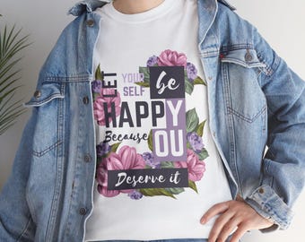 Bloemen T-shirt voor dames - Cadeau voor beste vriend - T-shirt voor mentale gezondheid - Aquarelontwerp, katoenen shirt, topkwaliteit