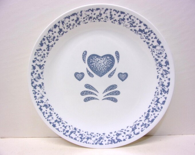 Set of Four Corning Corelle Blue Hearts Pattern Dinner Plates - Etsy