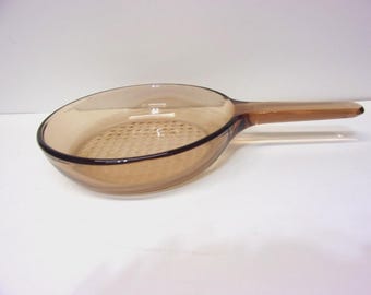 Corning Vision Ware Amber 7 Inch Amber Waffle Bottom Skillet Made in France