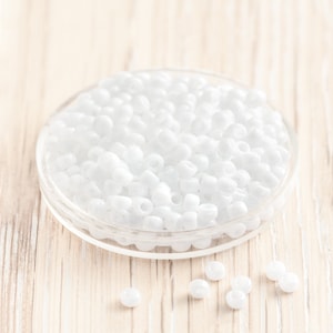TOHO Seed Beads, White Wedding Embroidery Beads, Opaque Round Japanese Glass Beads, Size 8/0 x 10g