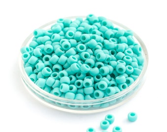 TOHO Seed Beads, Frosted Turquoise, Opaque Matte Round Japanese Glass Beads, Size 8/0 x 10g