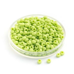 TOHO Seed Beads, Light Green Sour Apple, Round Opaque Frosted Japanese Glass Beads, Size 8/0 x 10g