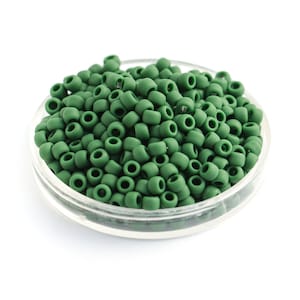 TOHO Seed Beads, Opaque Frosted Pine Green, Round Matte Japanese Glass Beads, Size 8/0 x 10g