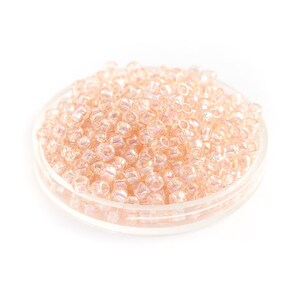 TOHO Seed Beads, Pink Rosaline, Transparent Rainbow Round Japanese Glass Beads, Size 8/0 x 10g