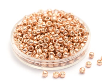 We're Back! Rose Gold Metallic Beads, PermaFinish TOHO Seed Beads, Round 3mm Glass Boho Beads, Japanese Glass Seed Beads, Size 8 x 10g