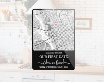Personalized Map Acrylic Magnet – Custom Location Fridge Magnet, Engagement Gift, Anniversary Keepsake for Couples