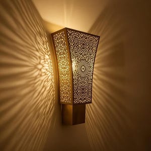 100 % ren mässing, modern marockansk vägglampa, handgjord kopparlampa, vardagsrumsidéer