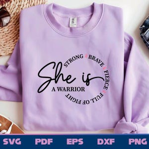Câncer de Mama Rosa Svg, Ela é Forte, Corajosa, Feroz, Cheia de Luta, Uma Guerreira Svg, Conscientização Svg, Conscientização sobre o Câncer de Mama Svg, Câncer de Mama Svg