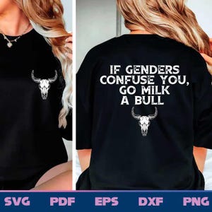 性別に戸惑うなら牛の乳を搾りなさいSVG、面白い牛のシャツSVG、田舎風の皮肉な壁アート、面白い田舎の格言SVG、田舎風の皮肉なユーモアSVG