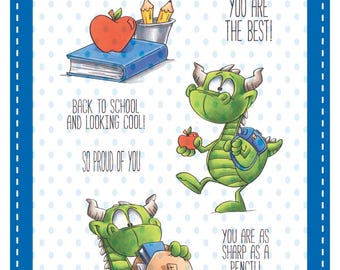 Whimsy Stamps --  Back To School Dragons  -- NEW  -- (#4513)