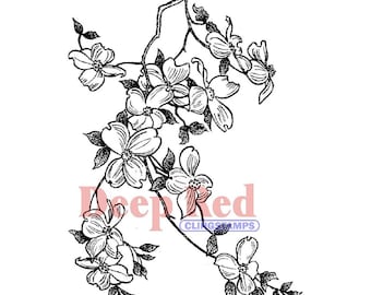 Deep Red Cling Stamps --    Cherry Blossoms.  -- NEW -- (#4837)