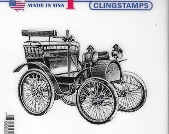 Deep Red Cling Stamps --  Early Motorcar -- NEW -- (#3456)