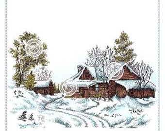 Whimsy Stamps -- Wintry Cabin  -- NEW  -- (#3479)