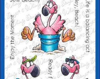 Whimsy Stamps --  Flamingo Fun    -- NEW -- (#4011)