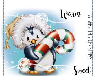 Whimsy Stamps -- Penguin Candy Cane -- NEW  -- (#2573)
