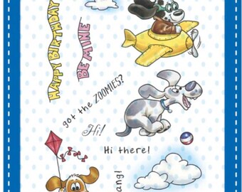 Whimsy Stamps --  Doggie Flight  -- NEW  -- (#4514)