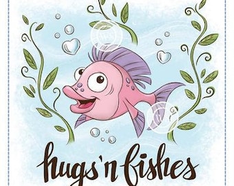 Whimsy Stamps --   Hugs 'n Fishes   -- NEW -- (#3758)