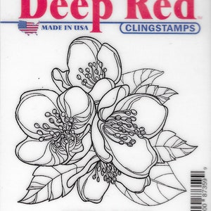 Deep Red Cling Stamps --  Magnolia Blossom   -- NEW -- (#3401)