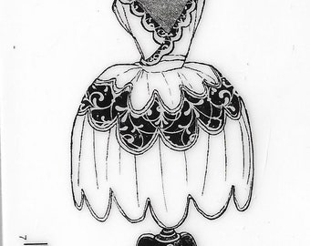 Deep Red Cling Stamps --   Dress Form Ball Gown   -- NEW -- (#3395)