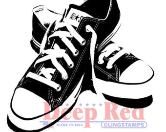 Deep Red Cling Stamps --    All Star Sneakers     -- NEW -- (#4814)