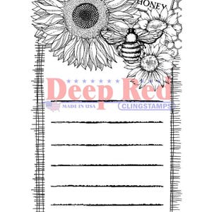 Deep Red Cling Stamps -- Sunflower Notes  -- NEW -- (#4672)
