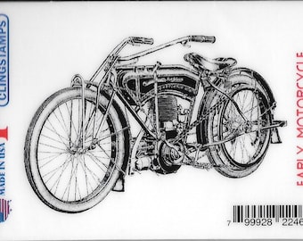 Deep Red Cling Stamps --  Early Motorcycle  -- NEW -- (#2739)