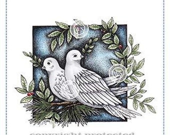 Whimsy Stamps --   Christmas Doves   -- NEW -- (#3776)