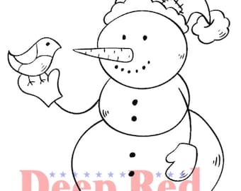 Deep Red Cling Stamps --  Snowman & Partridge -- NEW -- (#4701)
