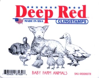 Deep Red Cling Stamps --    Baby Farm Animals   -- NEW -- (#4454)