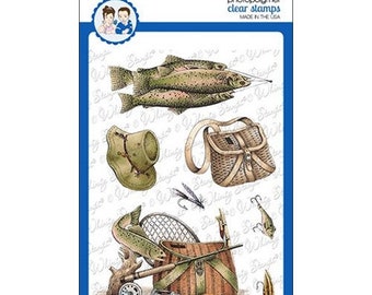 Whimsy Stamps --    Fishing Fanatics  -- NEW  -- (#4354)