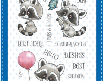 Whimsy Stamps --  Raccoon Happy Day  -- NEW  -- (#4500)