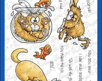 Whimsy Stamps --  Cat Trouble  -- NEW  -- (#4562)