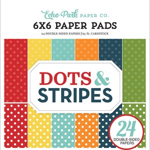 Bloc de papel de 6 x 6 ~ Puntos y rayas de verano ~ Doble cara NUEVO (#4131)