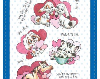 Whimsy Stamps --  Valentine Pets and Puns  -- NEW  -- (#4510)