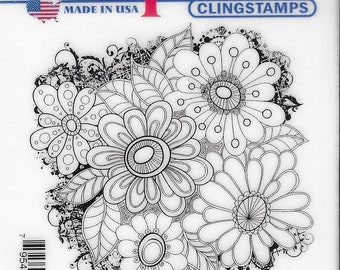 Deep Red Cling Stamps --    Color Me Daisies       -- NEW -- (#3830)