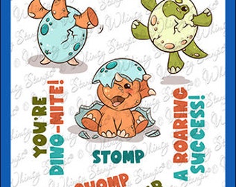 Whimsy Stamps --  Roar Stomp and Chomp  -- NEW  -- (#4379)