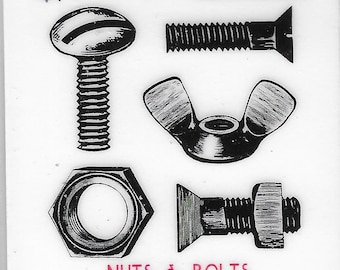 Deep Red Cling Stamps --    Nuts and Bolts     -- NEW -- (#3821)