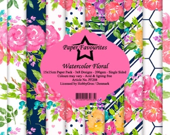 6 x 6 Paper Pad ~ Wayercolor Florals ~ Single sided ~~  NEW ~~  (#4650)