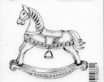 Deep Red Cling Stamps --  Rocking Horse   -- NEW -- (#3241)