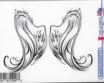 Deep Red Cling Stamps --  Angel Wings   -- NEW -- (#3267)