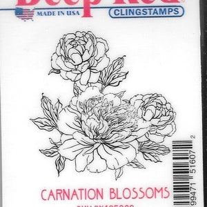 Deep Red Cling Stamps -- Carnation Blossoms  -- NEW -- (#2954)