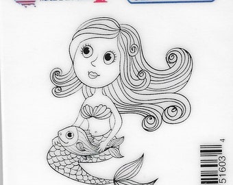 Deep Red Cling Stamps -- Cute Little Mermaid   -- NEW -- (#3235)