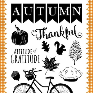 Carta Bella Cling Stamps --  Thankful Autumn  -- NEW -- (#3330)