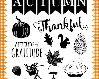 Carta Bella Cling Stamps --  Thankful Autumn  -- NEW -- (#3330)