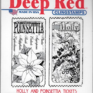 Deep Red Cling Stamps -- Stechpalmen- und Weihnachtssternkarten -- NEU -- (#2745)