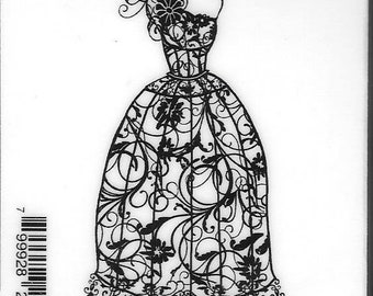 Deep Red Cling Stamps --  Dress Form Floral Corsage -- NEW -- (#2814)